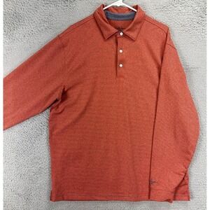 Walter Hagen Shirt Adult Large Orange Gray Striped Hydro-Dri Golf Polo Rugby Men